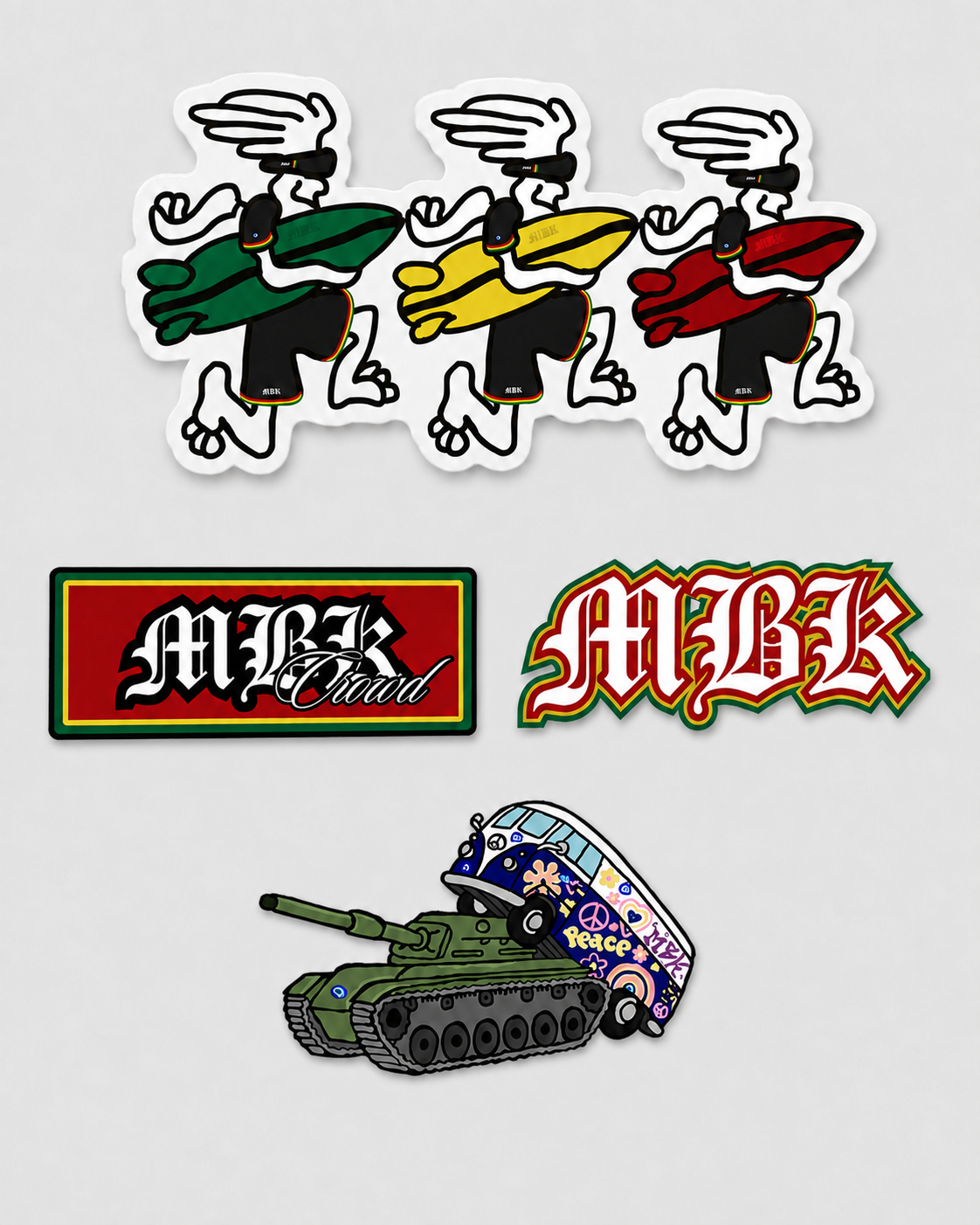 Pack de Stickers Natural Mystic: os quatro adesivos do pack lado a lado